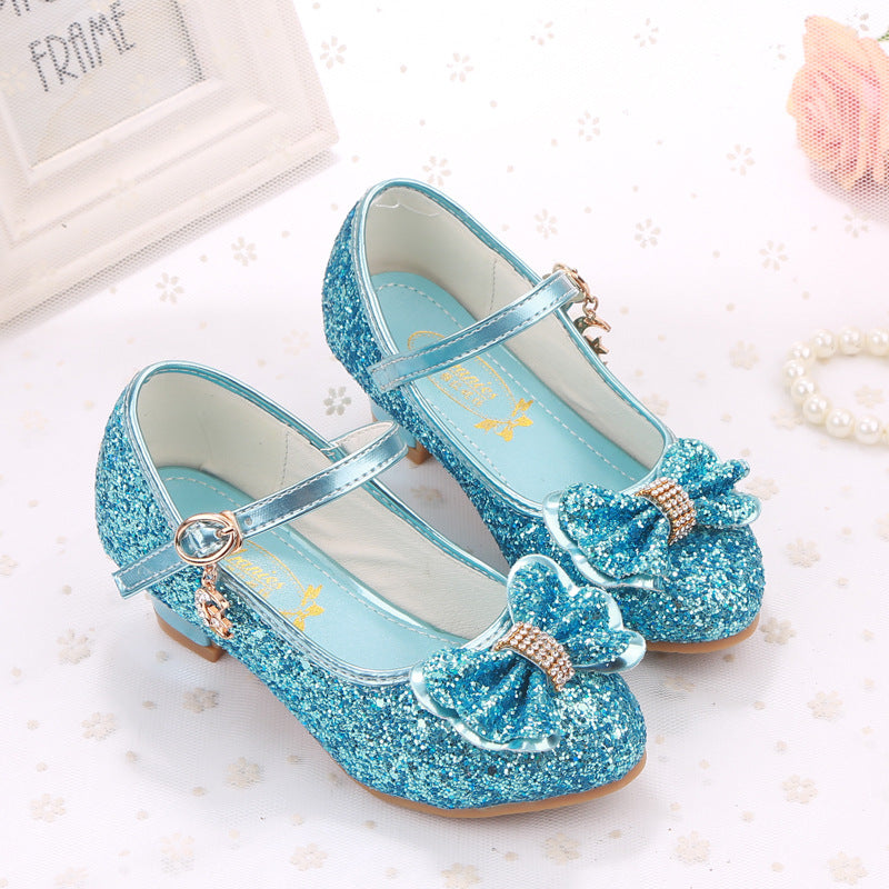Sequined Bow Small High Heeled Shoes