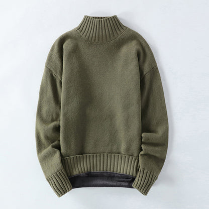 Men's High Neck Plus Fleece Padded Sweater