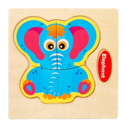 3D Wooden Cartoon Animal Traffic Puzzle for Kids