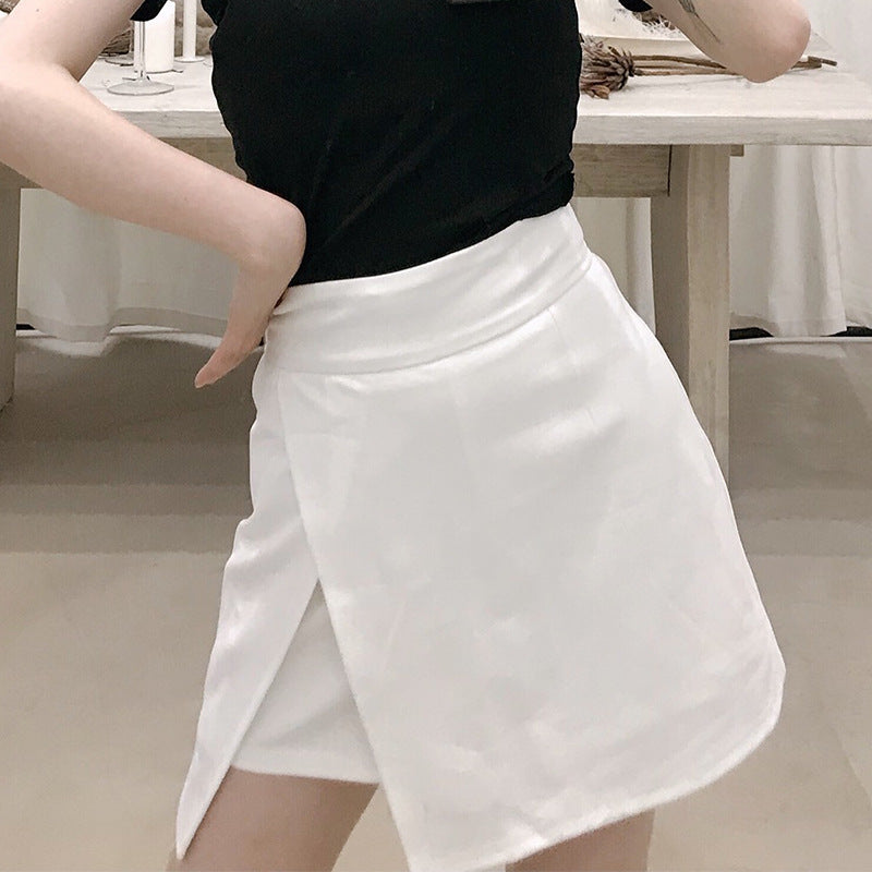 Irregular Split Hem Midi Skirt Pants
