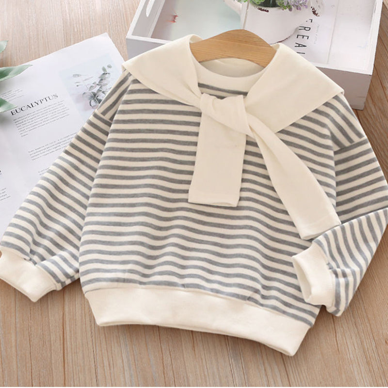 Striped Long Sleeve Pullover for Baby Girls