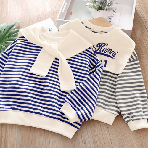 Striped Long Sleeve Pullover for Baby Girls