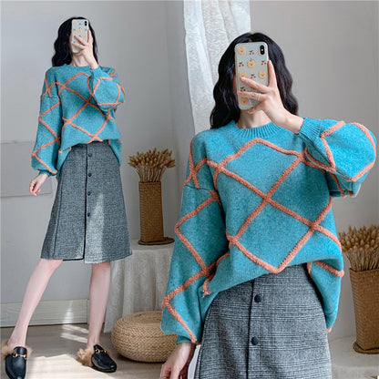 Plus Size Women's Fall/Winter Sweater Two-Piece Set