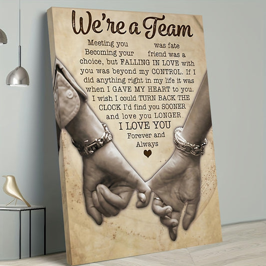 Romantic Couple Gift with Interlocked Hands & Heartfelt Poem
