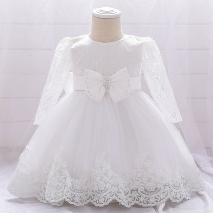 Lace Stitching Long-Sleeved Washing Gown