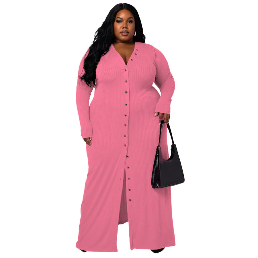 Plus Size Women's Striped Split Dress