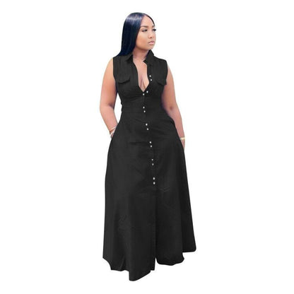 Plus Size Sleeveless Dress for Waist Trimming Fashion
