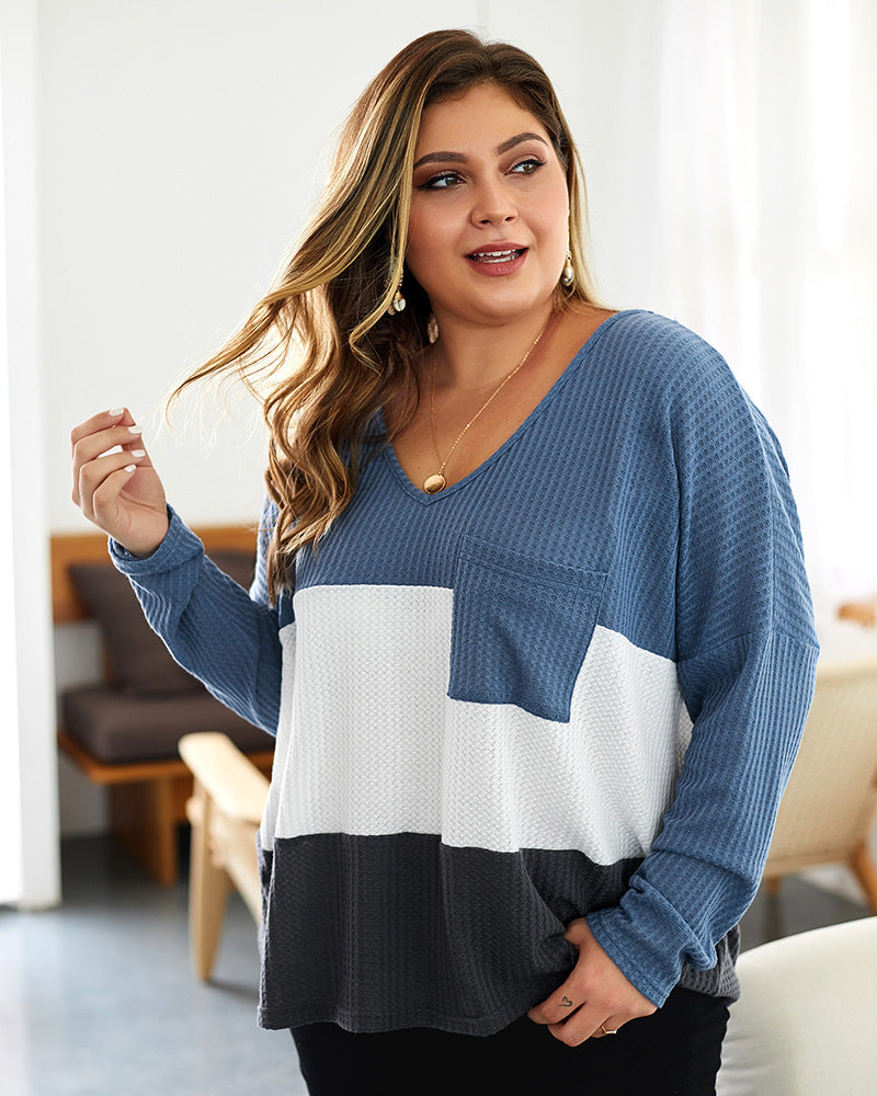 Plus Size Women's Knitted Sweater with Long Sleeves