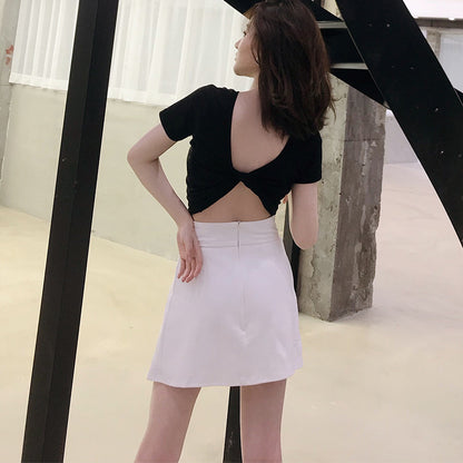 Irregular Split Hem Midi Skirt Pants