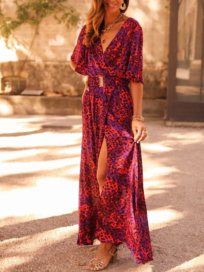 Elegant Printed Mid-Length Dress
