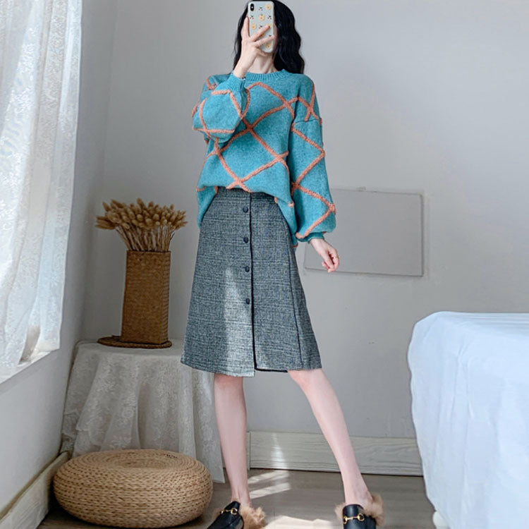 Plus Size Women's Fall/Winter Sweater Two-Piece Set