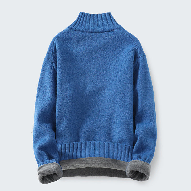 Men's High Neck Plus Fleece Padded Sweater