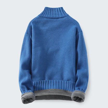 Men's High Neck Plus Fleece Padded Sweater