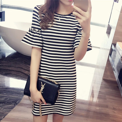 New Summer Striped T-Shirt Dress for Women