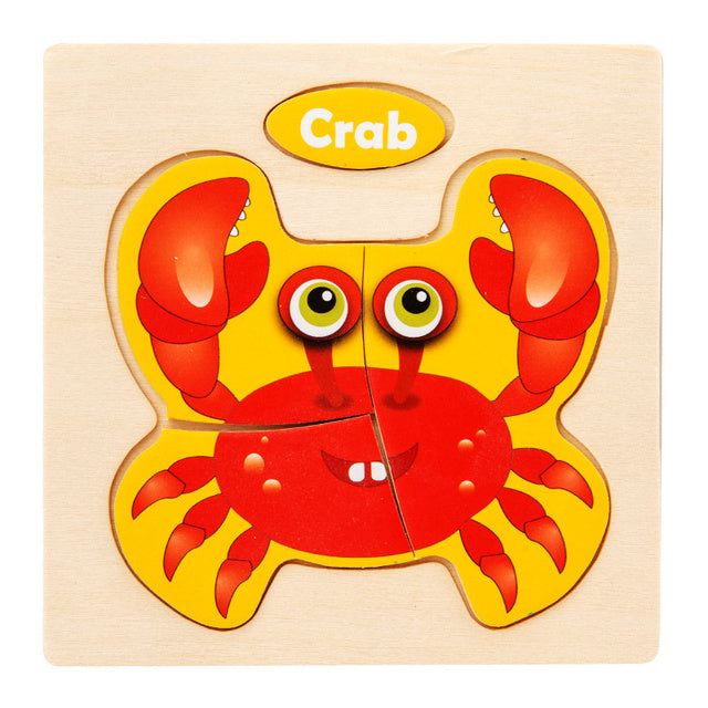 3D Wooden Cartoon Animal Traffic Puzzle for Kids
