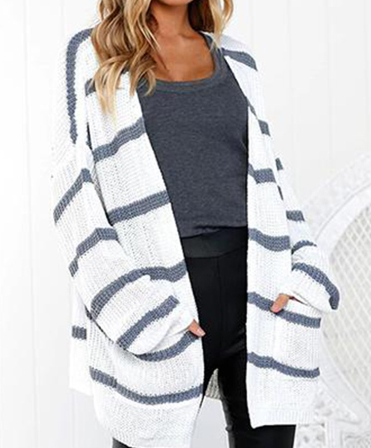 Striped Knit Sweater and Cardigan Jacket