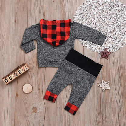 Floral Hooded Two-Piece Set for Baby Girls