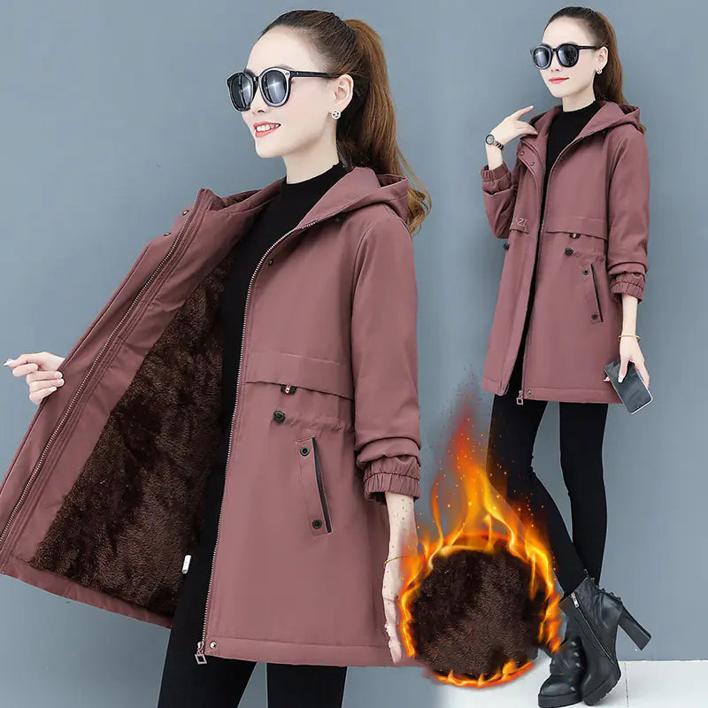 Plus Size Women's Autumn Winter Long Coat for Moms