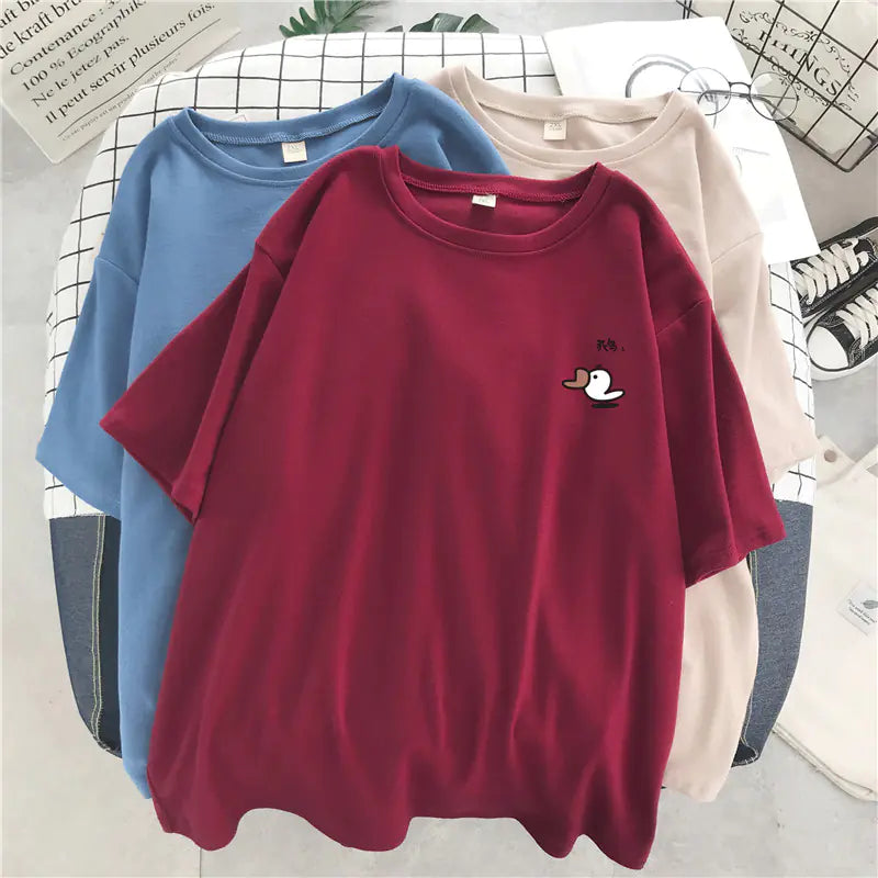 Plus Size Cotton T-Shirt for Women - Loose Fit Summer Top