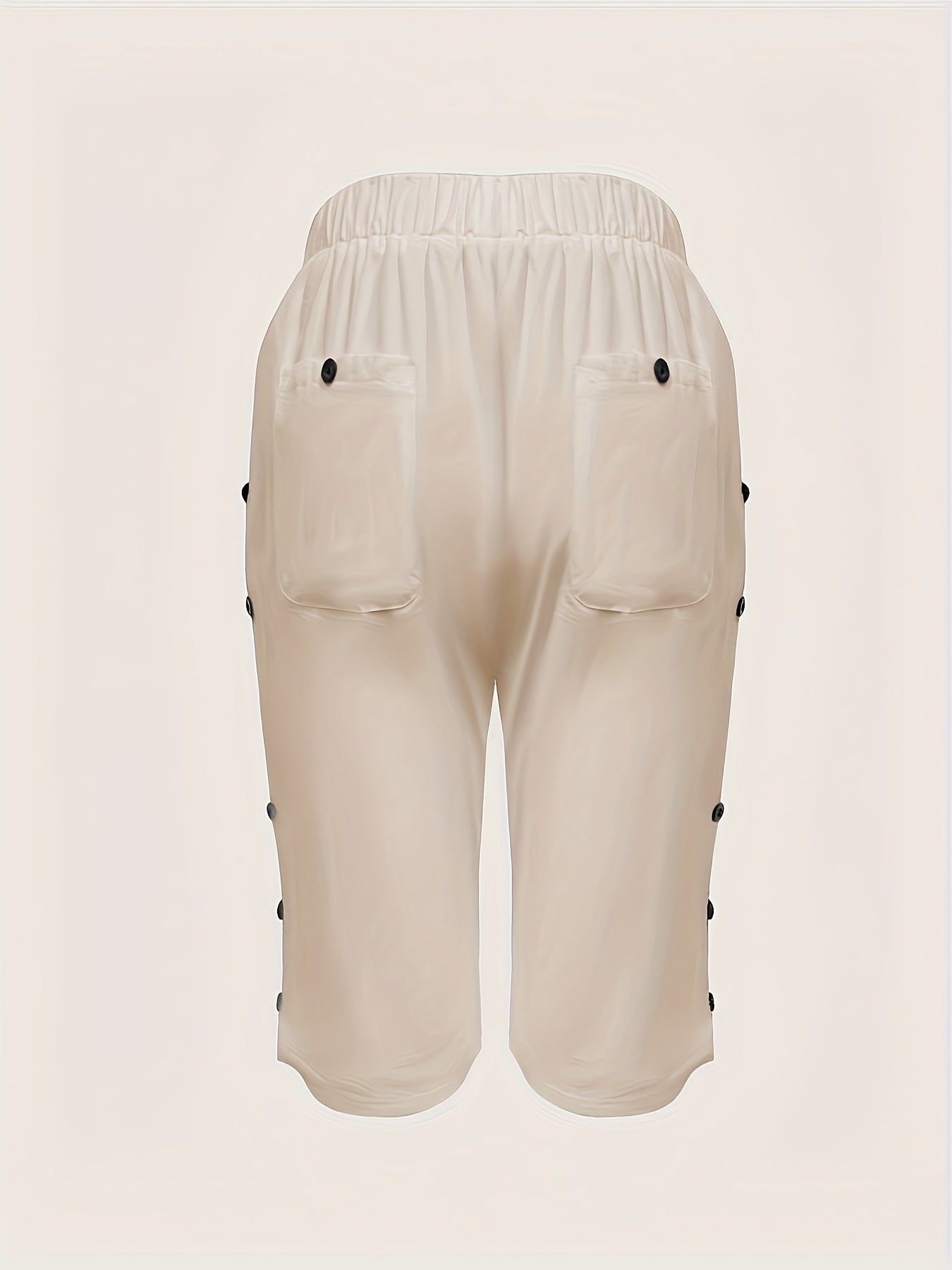 Plus Size Women's Casual Button Pants with Pockets