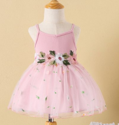 Thin Gauze Baby Girl's Dress with Shoulder Straps