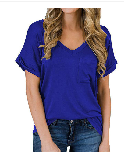 Irregular V-Neck Loose Short Sleeve T-Shirt