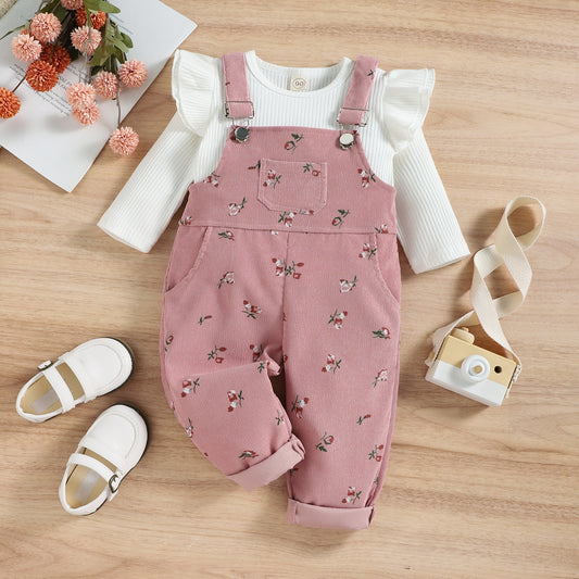 Girls' Long Sleeve Top & Corduroy Pants Set