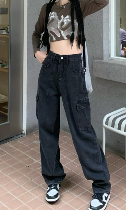 Retro Denim Women's Wide-Leg Straight-Leg Pants