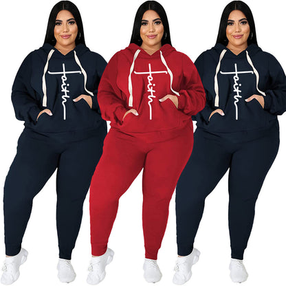 Trendy Plus Size Women's 2-Piece Tracksuit Set