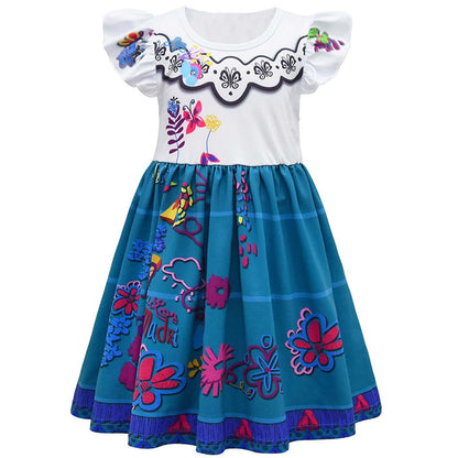 Encanto Style Girls Dress with Flutter Sleeves and Bag