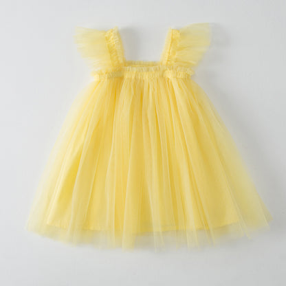 New Girls' Fleece Sleeve Tulle Dress