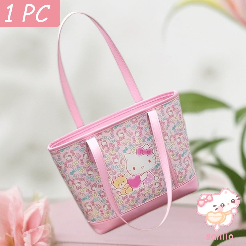 Pink Floral & Heart Pattern with for hello kitty Face