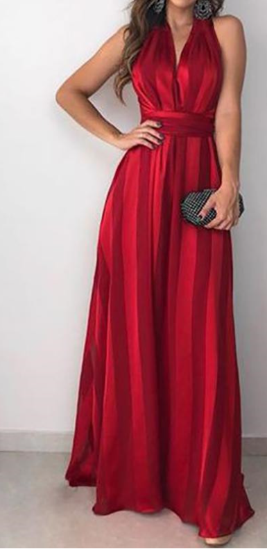 Women's Sexy V-Neck Casual Long Dress