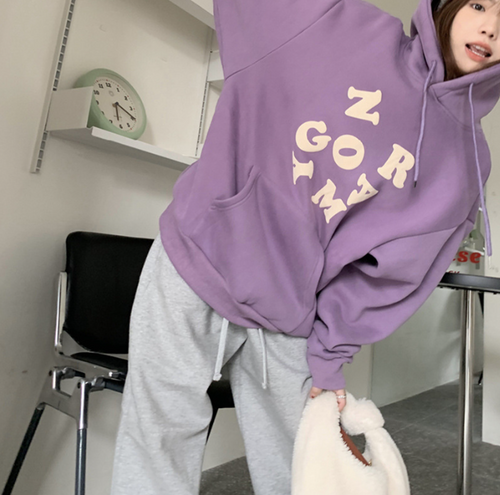 Women's Plus Size Loose Hooded Fleece Sweater