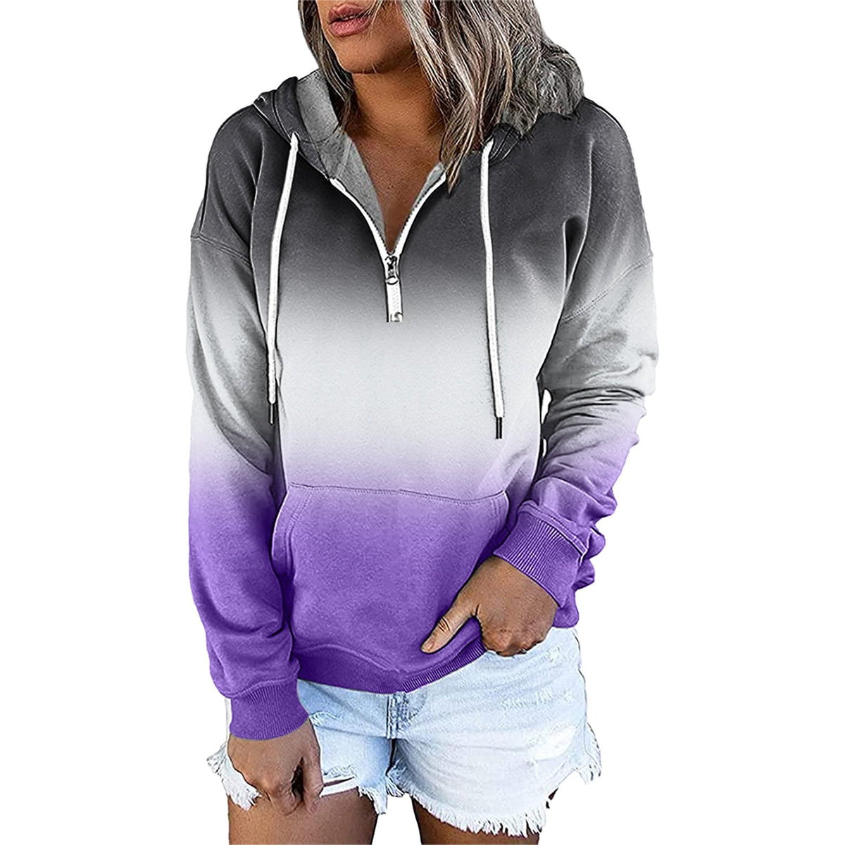 Hooded Drawstring Long Sleeve Women's Sweatshirt