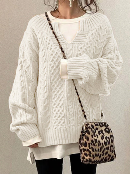 Chic Women's Knitted V-Neck Sweater for Autumn Winter