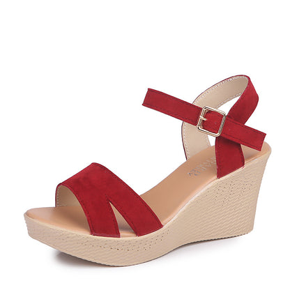 High-Heeled Suede Open-Toe Casual Sandals