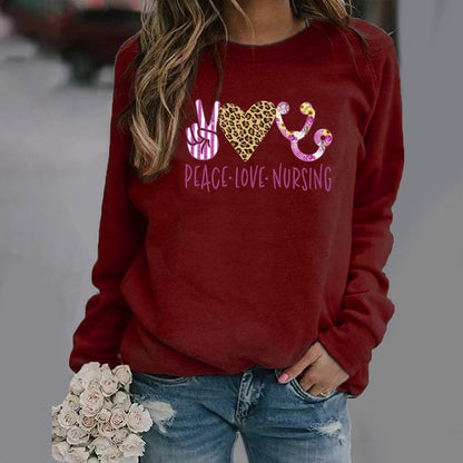 Women's Pattern Printed Long-Sleeve Round Neck Sweater