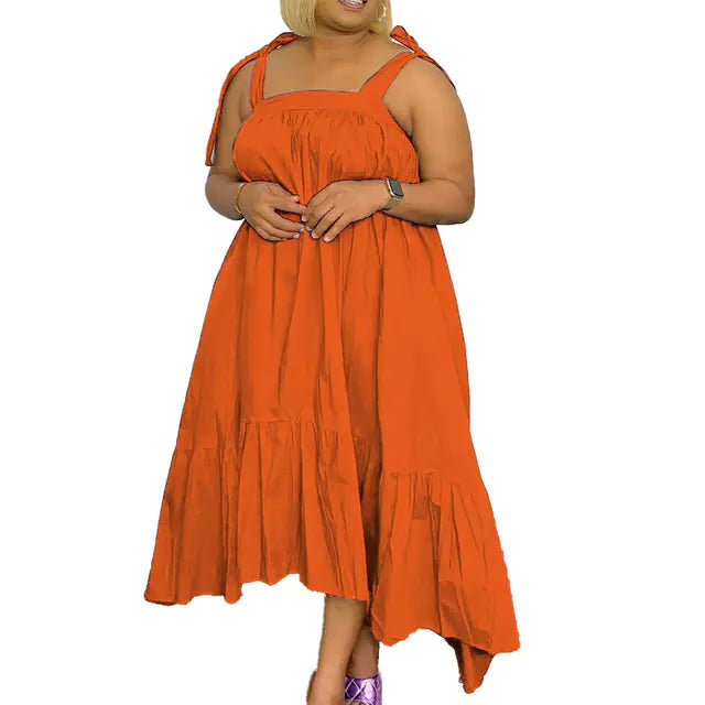 Autumn Women's Sexy Solid Color Plus Size Dress - Trendy Attic Store01