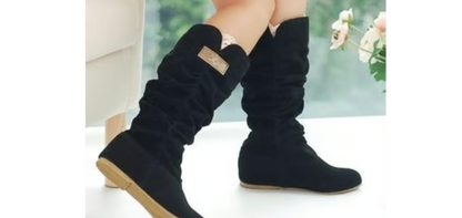 Flat Heels Lace Hollow Hook Suede Boots