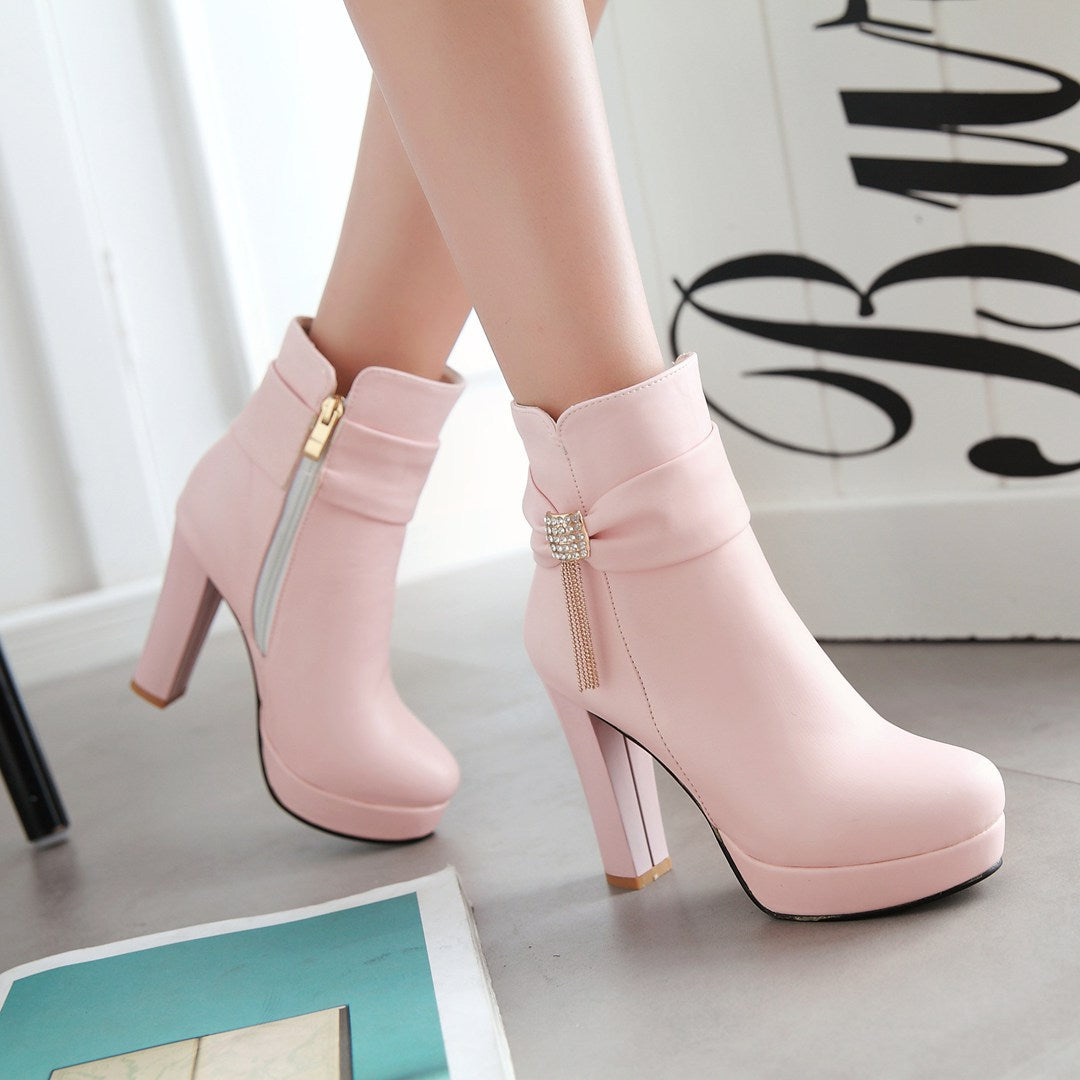 Winter Low-Cut Ice Boots with Heel