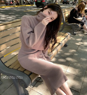 Lazy Style Women's Two-Piece High Neck Sweater Set