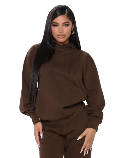 Plus Size Casual Solid Color Hooded Sweater Set
