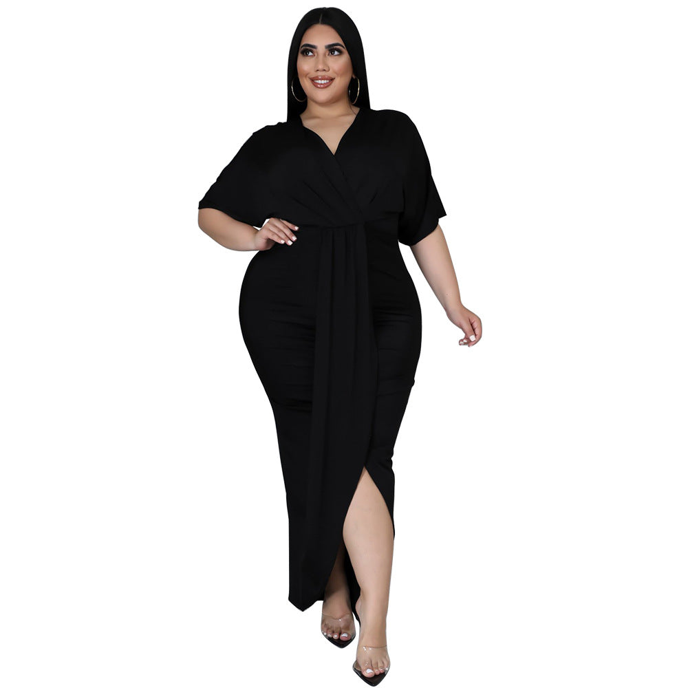 Elegant Plus Size V-Neck Party Dress for Women