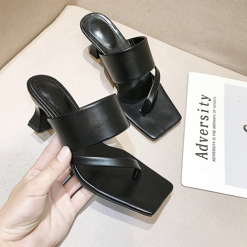 Square Toe High-Heeled Open-Toe Fashion Sandals