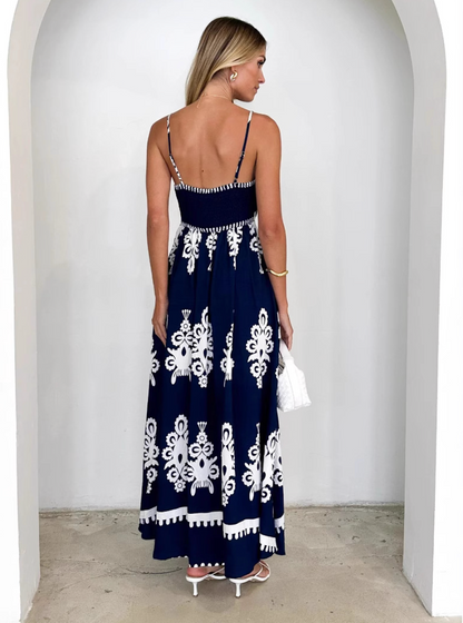Geometric Print Sling Dress Women