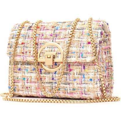 Women's Tweed  Shoulder Bag Handbag and Wallet Chain Quilted Crossbody Bag