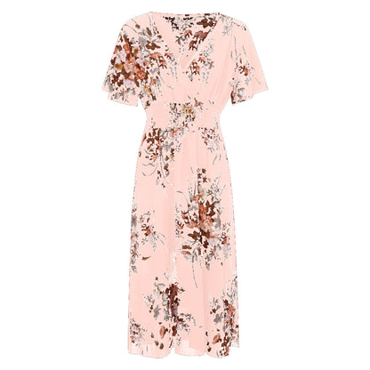 Plus Size Floral Chiffon Dress Bohemian Style