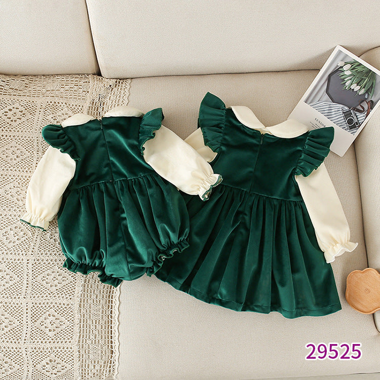 Winter New Girls' Velvet Dress for Kids