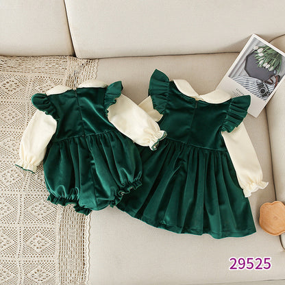 Winter New Girls' Velvet Dress for Kids